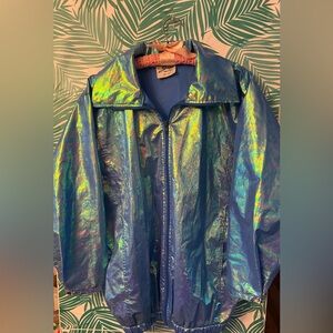 Vintage Iridescent jacket cellophane bonded to nylon by Sass Sz M made in USA